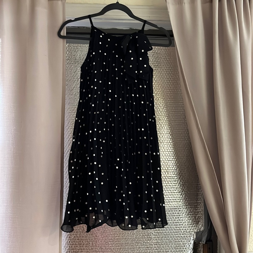 Black and Silver Metallic Polka Dotted Girls Dress